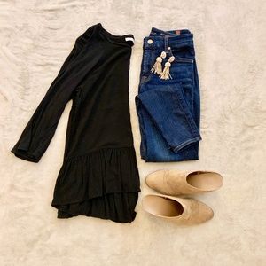 LOFT Black Peplum Waist Top